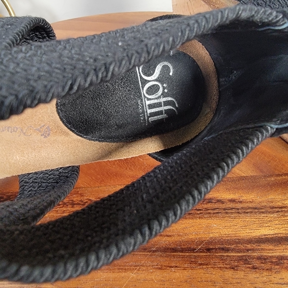 Sofft Black Cork Wedge Sandals - Picture 9 of 11